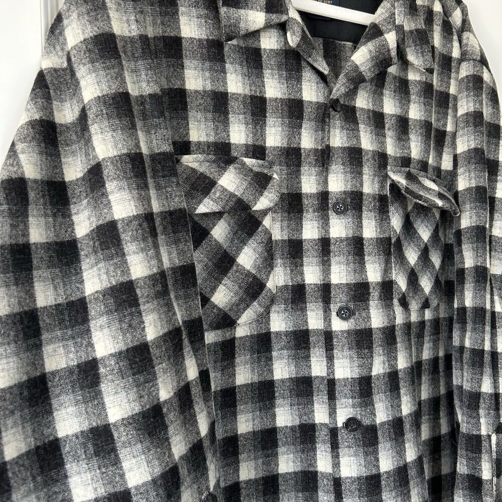Pendleton Wool Original Board Shirt Mens XXL Black Gray 1958 Plaid Chest Pockets - Picture 4 of 16